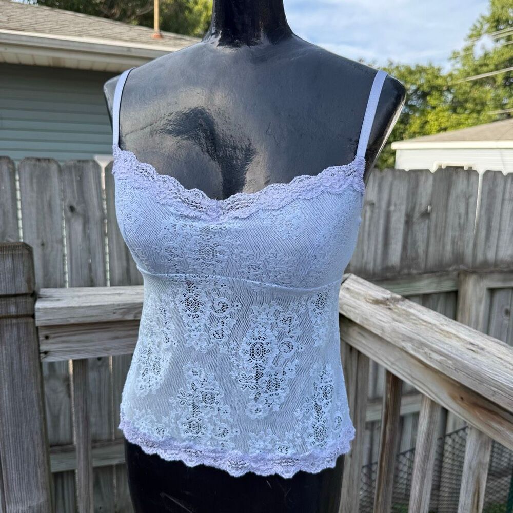 Frederick’s of Hollywood Lavender Floral Lace Camisole Tank Top Size Medium